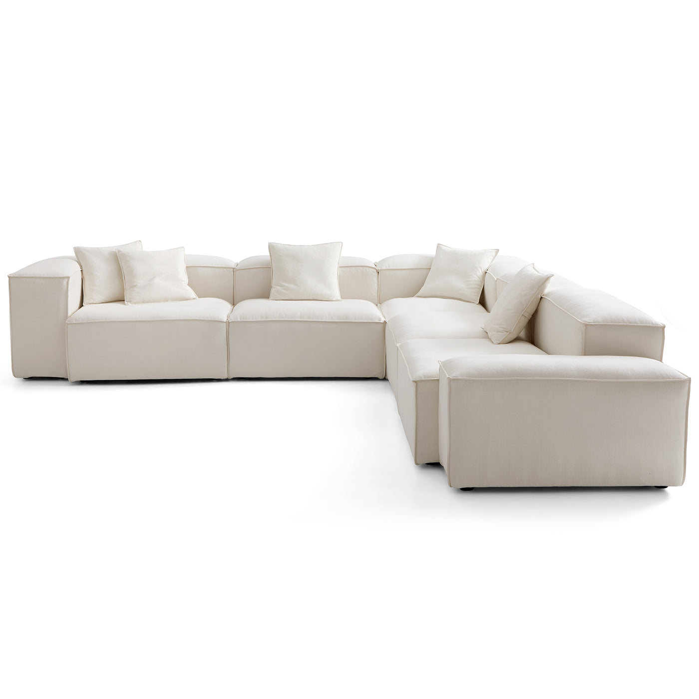 Freedom Modular Beige Corner Sectional Sofa-Beige-143.7"-Low & High