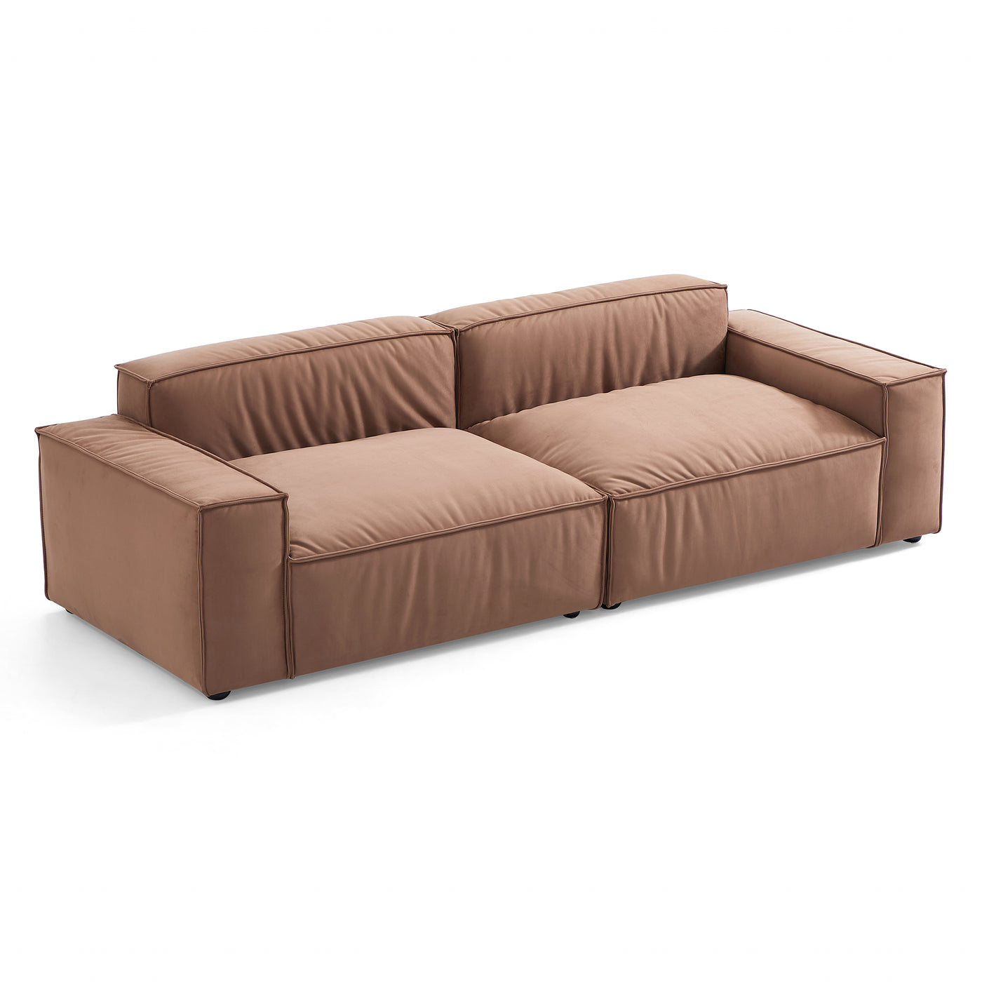 Luxury Minimalist Brown Fabric Sofa-Brown