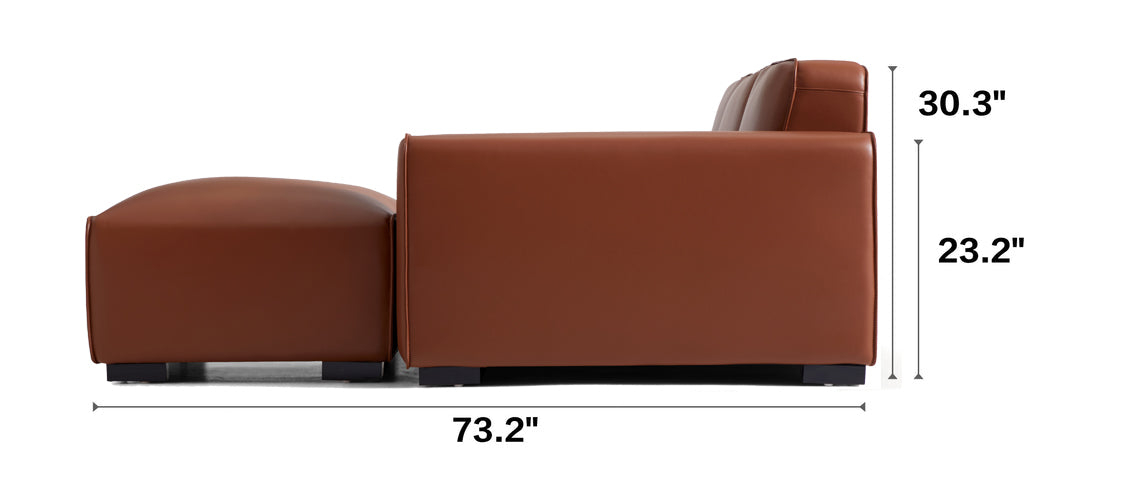 Domus Modular Brown Leather Sofa and Ottoman