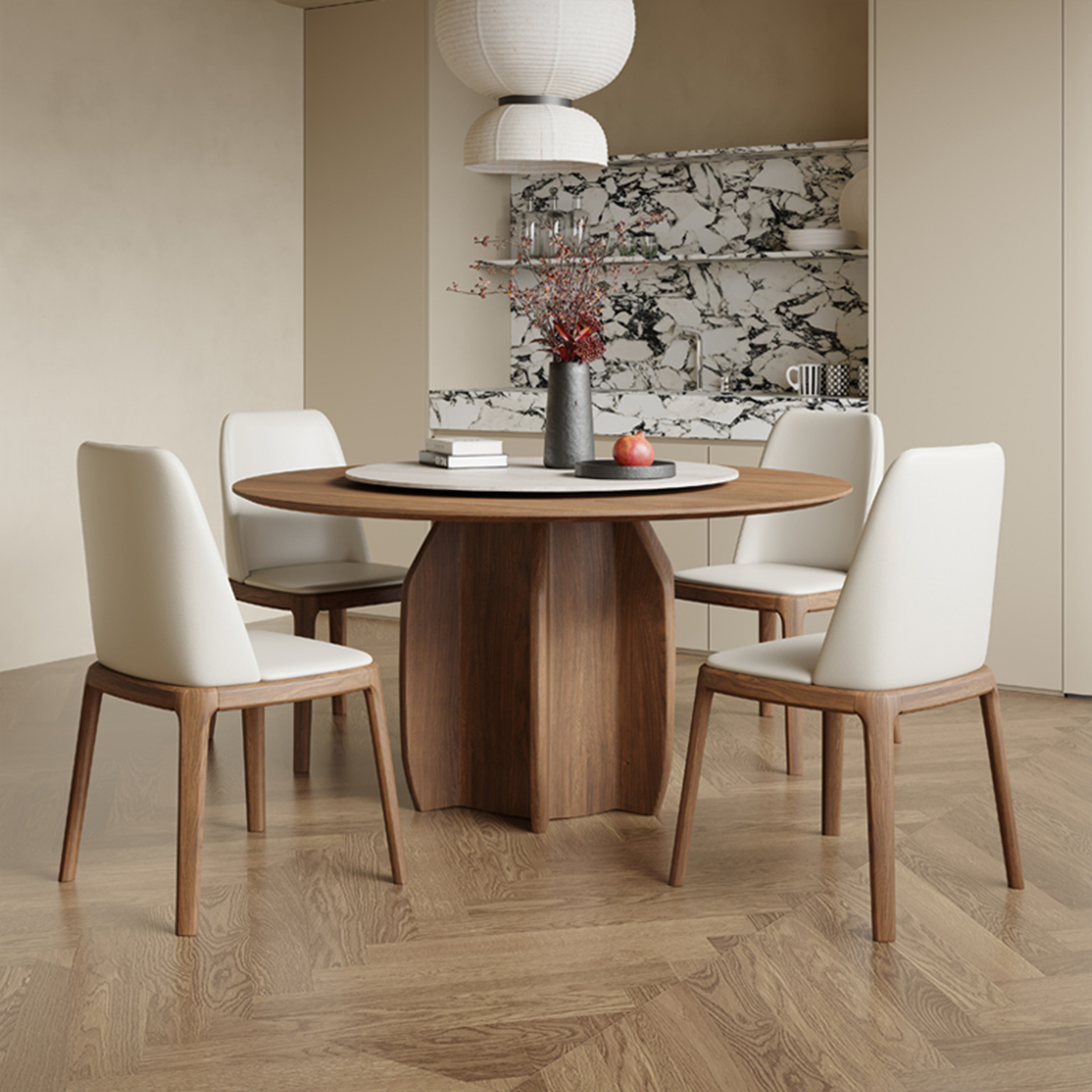 Elamer Rotating Round Dining Table