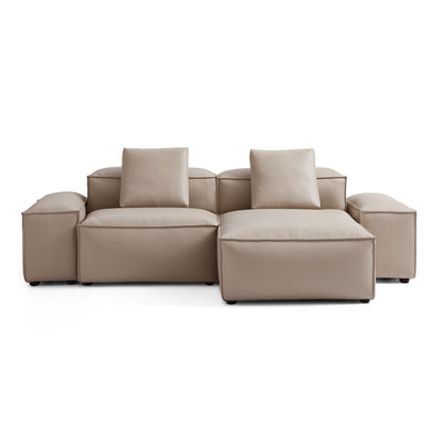 Flex Modular Khaki Genuine Leather Sectional-Khaki-105.5"-Low