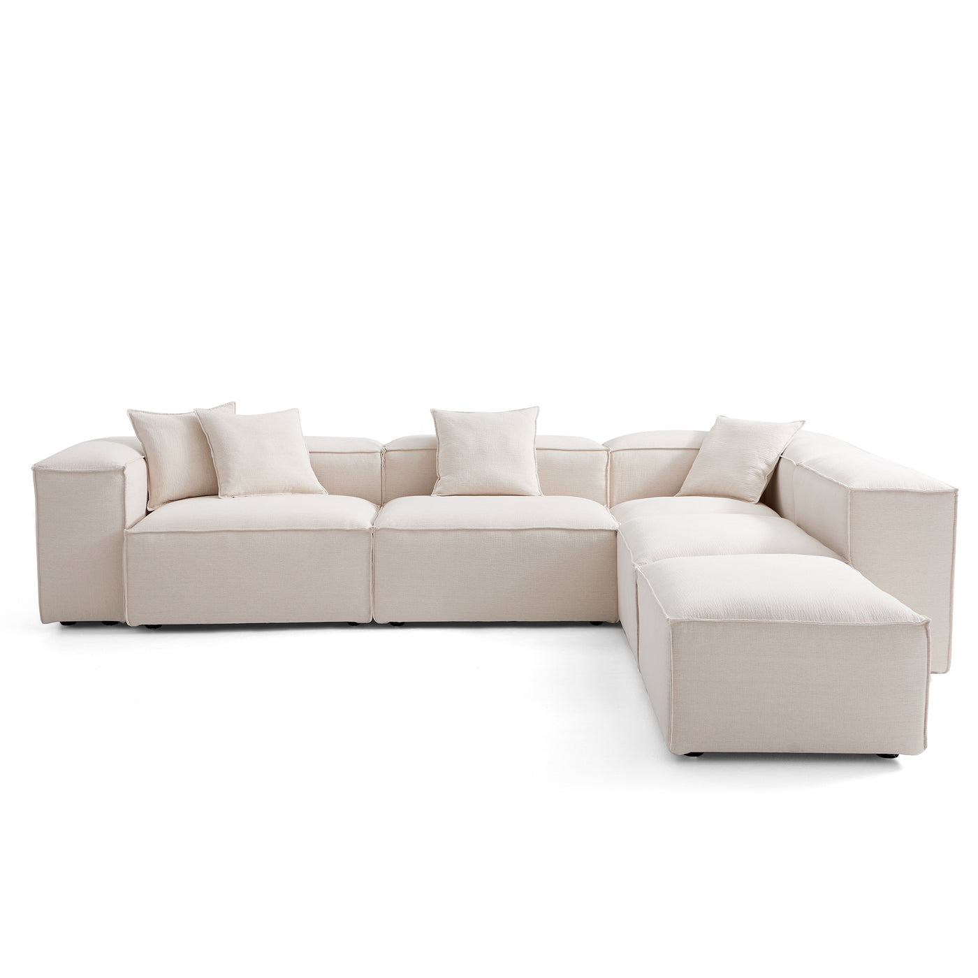 Freedom Modular Khaki L Shaped Sectional and Ottoman-Khaki-143.7"-High