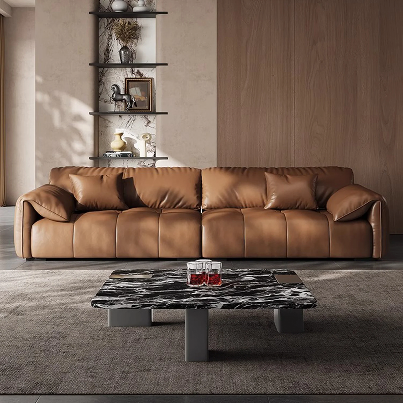 Anorea Brown Contemporary Minimalist Sofa