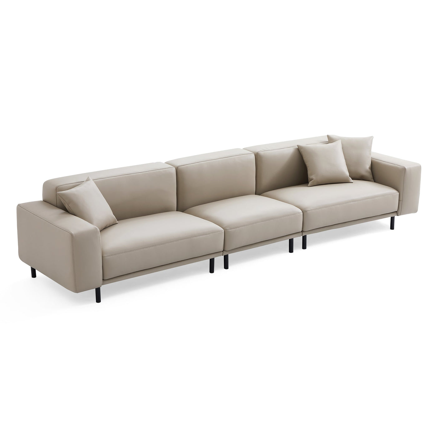 Noble Dark Gray Leather Sofa-Beige-144.9″