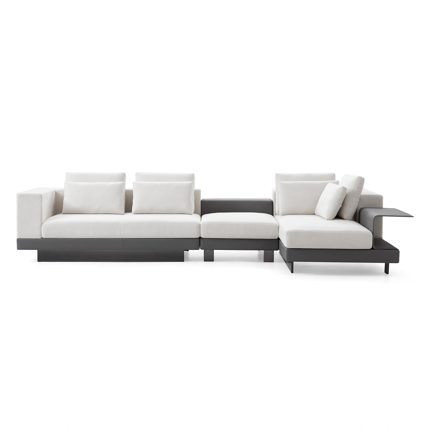 Connery Minimalist White Sectional-White-147.0″-Facing Right