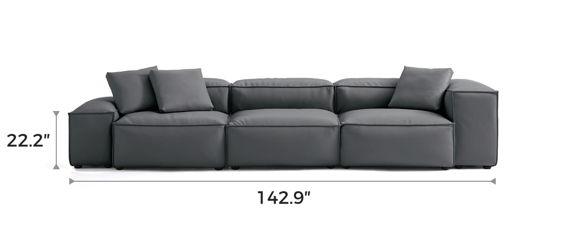 Flex Modular Dark Gray Genuine Leather Sofa