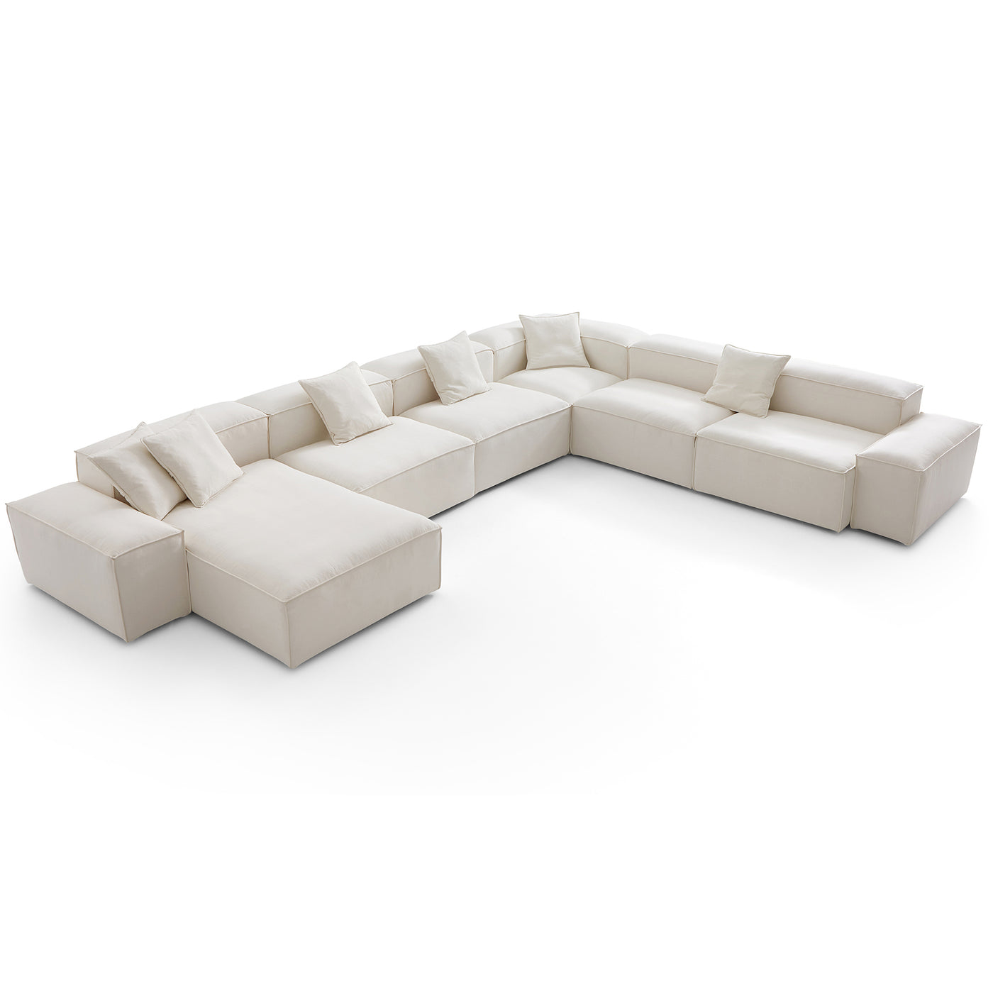 Freedom Modular Beige U Shaped Sectional Sofa-Beige-181.1"-Low