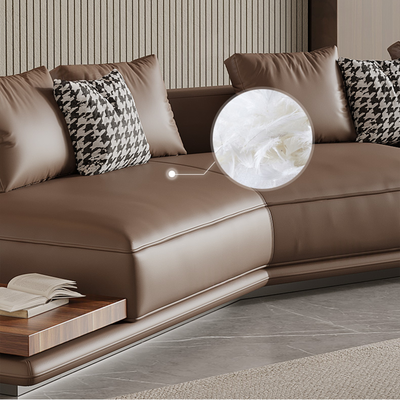 Merritt Leather Curved Sectional Sofa with End Table