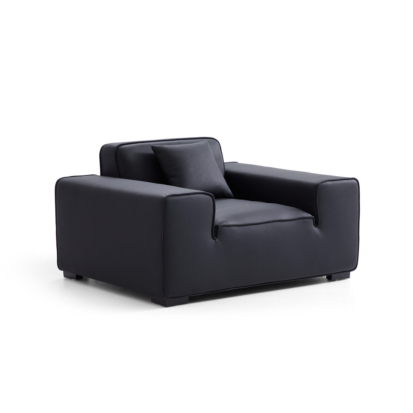 Domus Modular Beige Leather Armchair-Black
