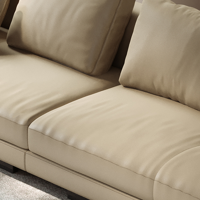 Orion Leather Round Chaise Sectional Sofa