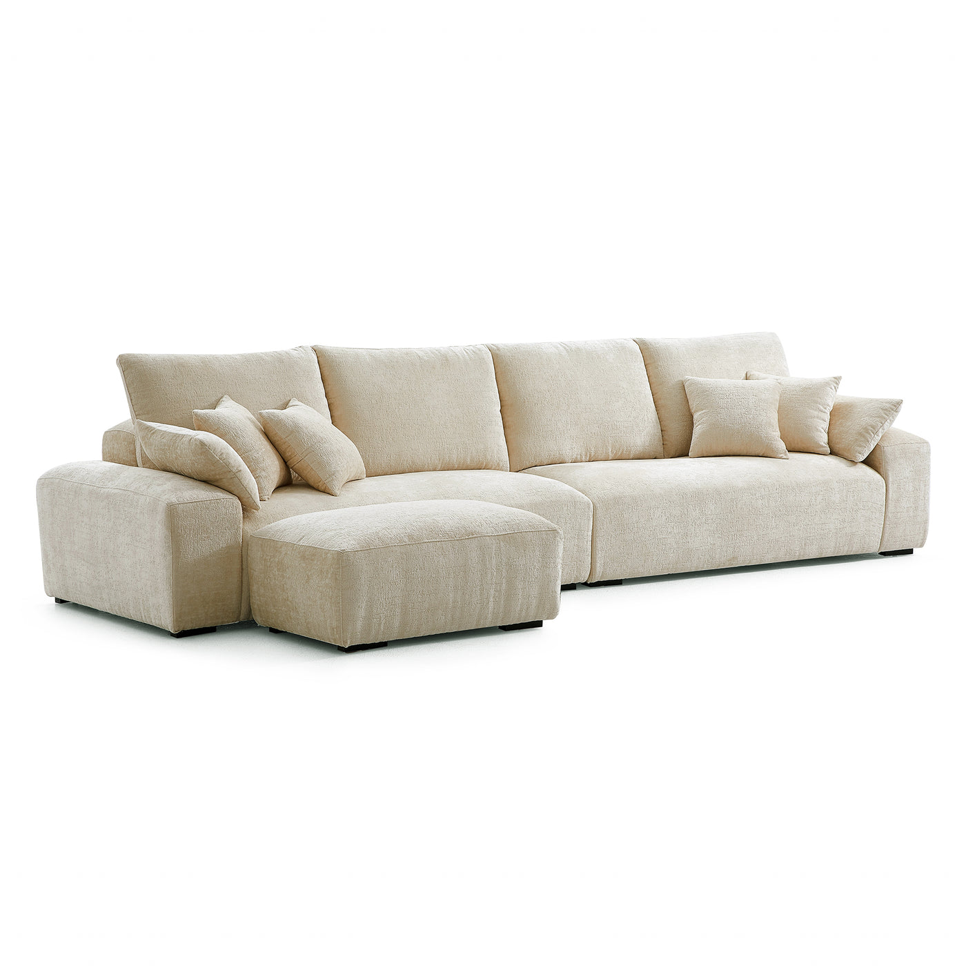 The Empress Yellow Sofa and Ottoman-Beige-140.1"