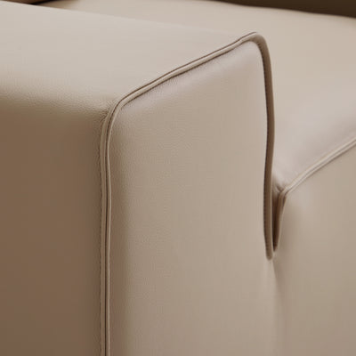 Domus Modular Beige Leather Armchair-Khaki