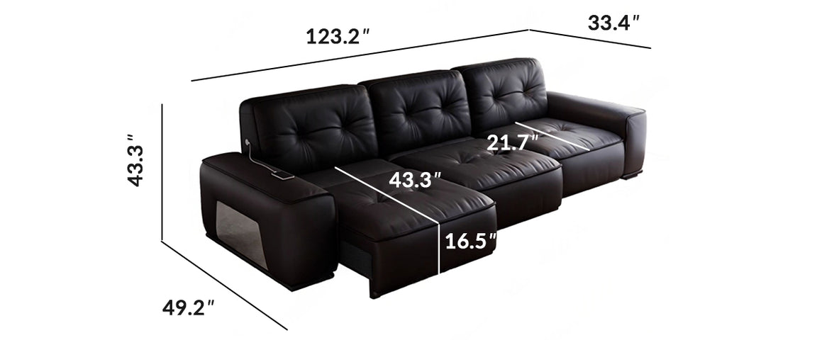 Onyx Leather Electric Recliner Sofa Bed