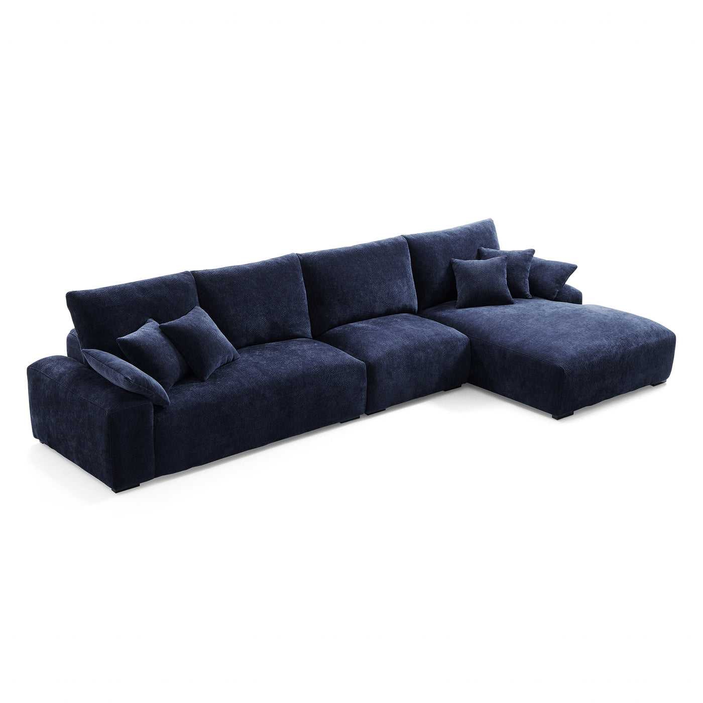 The Empress Navy Blue Sectional-Navy Blue-150.8"-Facing Right