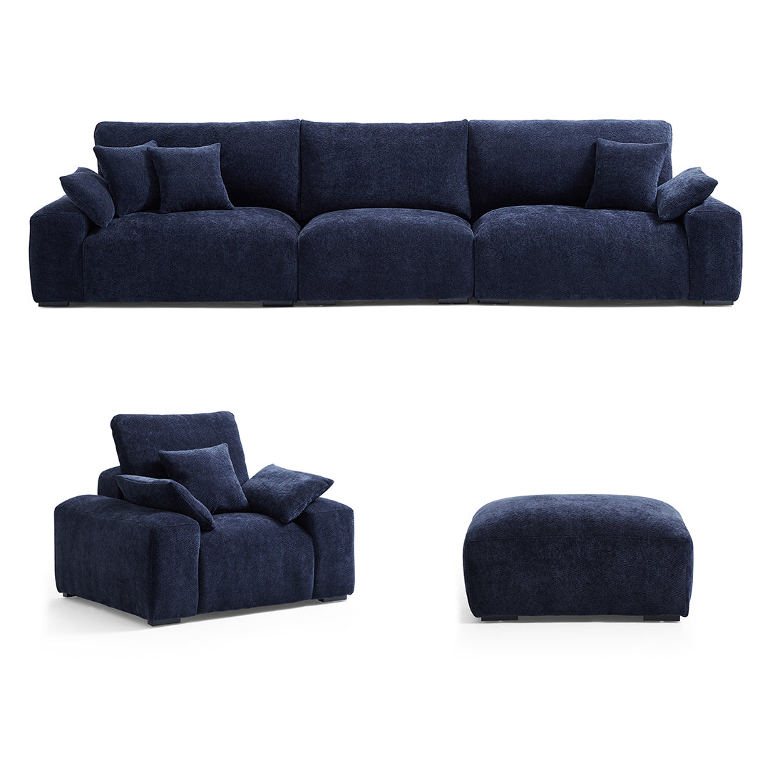 The Empress Navy Blue Sofa Set-Navy Blue-141.7"
