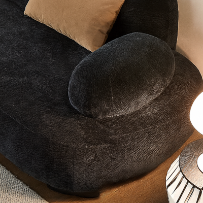 Velvet Curved Sectional Sofa in Midnight Black-Black