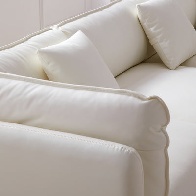 Vanilla White Leather Sectional-White