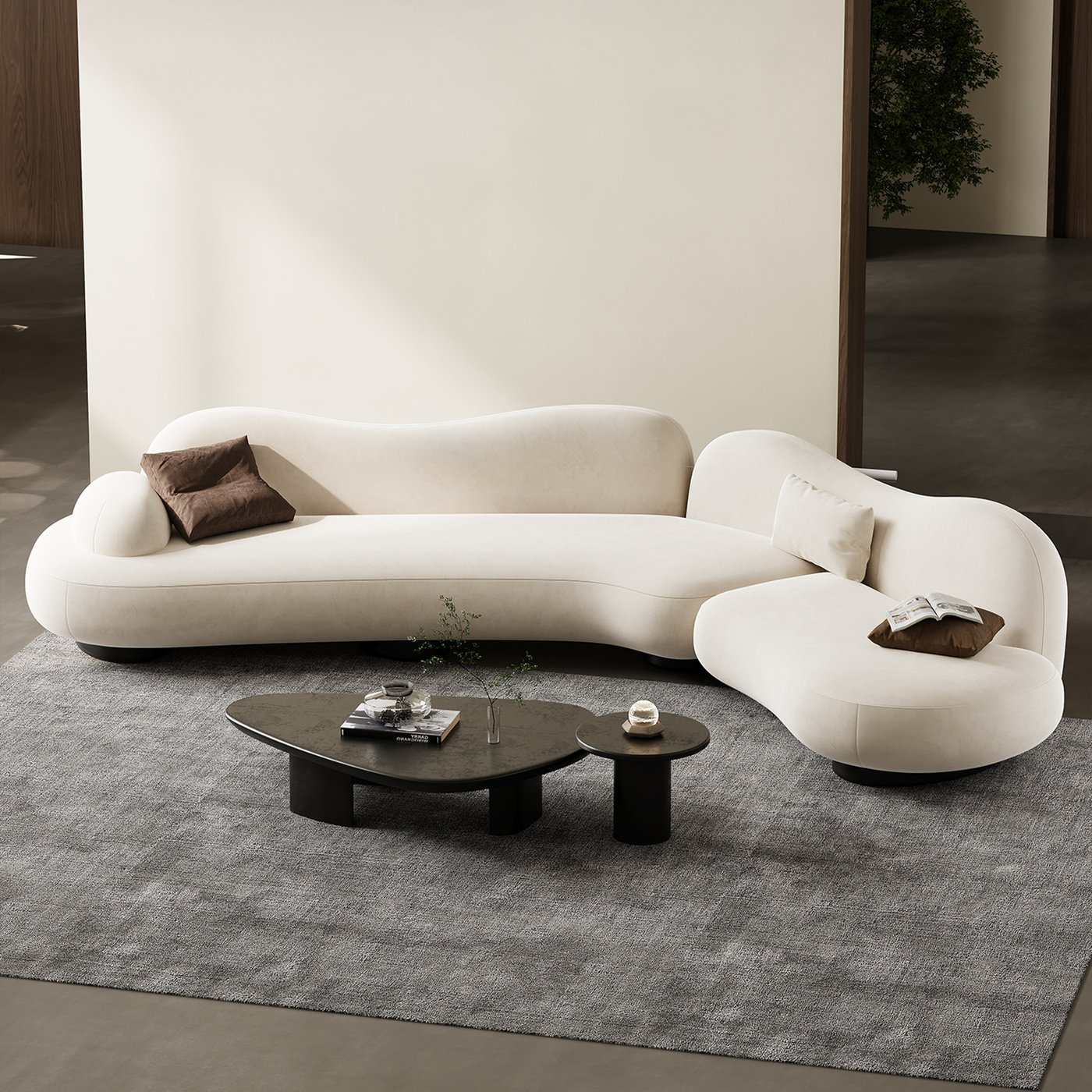 Velvet Curved Sectional Sofa