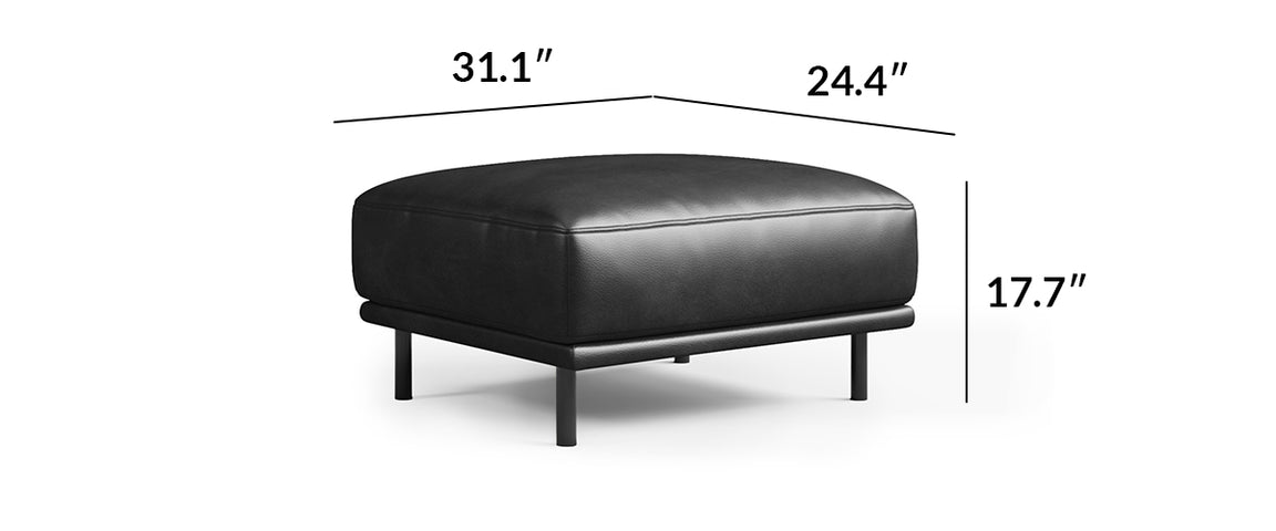 Noble Black Leather Sofa and Ottoman