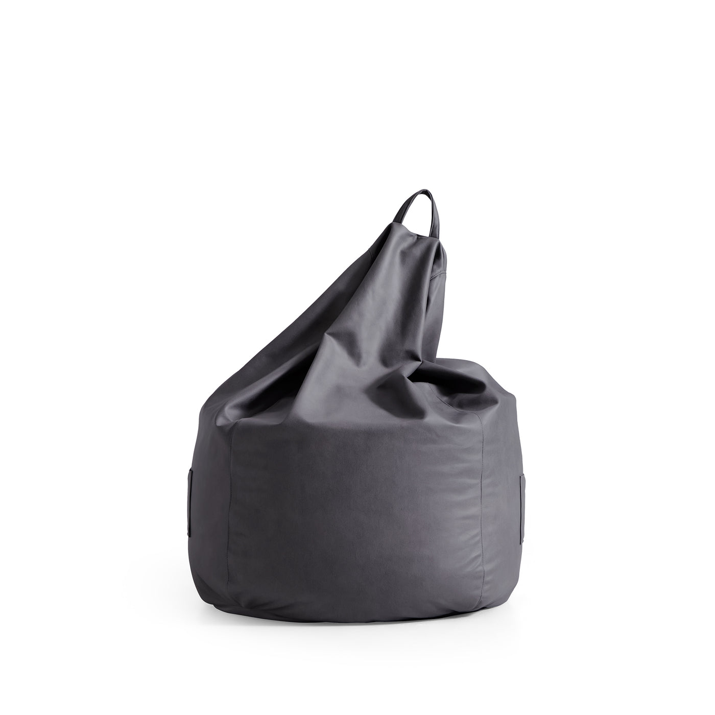 Litton Gray Leathaire Bean Bag-Dark Gray