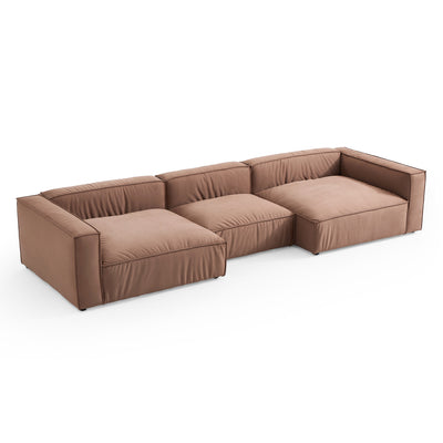 Luxury Minimalist Brown Fabric U Shaped Sectional Sofa-Brown-151.2"