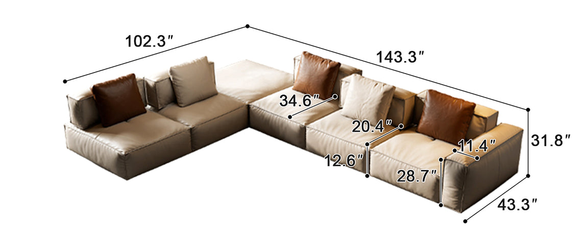 Sugar Cube Leather Sectional