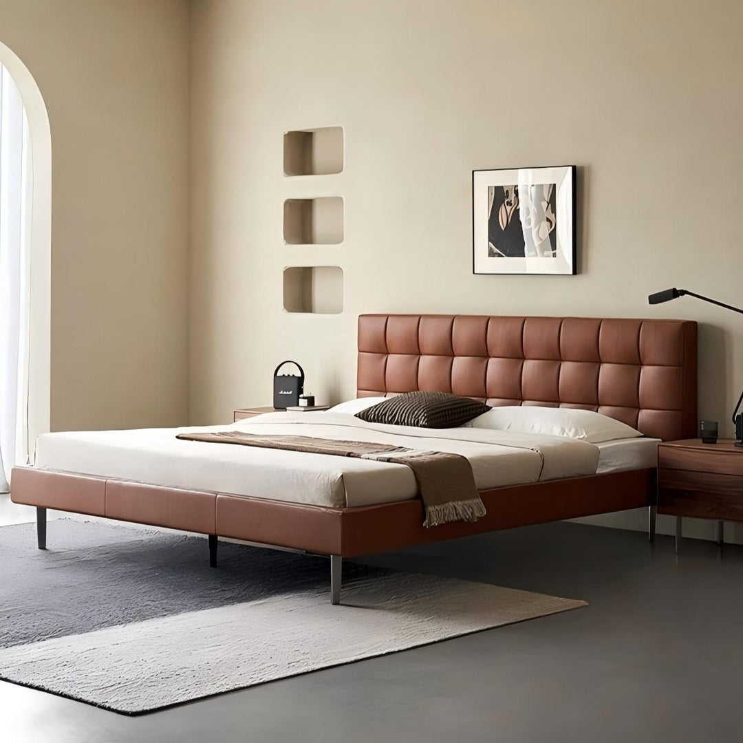 Mocha Slice Leather Bed-Brown