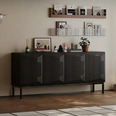 Florence Black Solid Wood Sideboard Cabinet