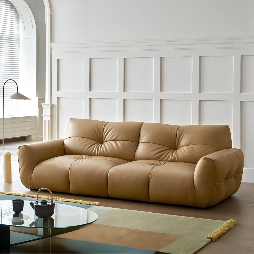Cocoa Loaf Leather Sofa-Camel
