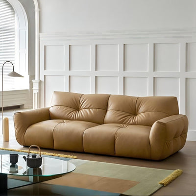 Cocoa Loaf Leather Sofa-Camel
