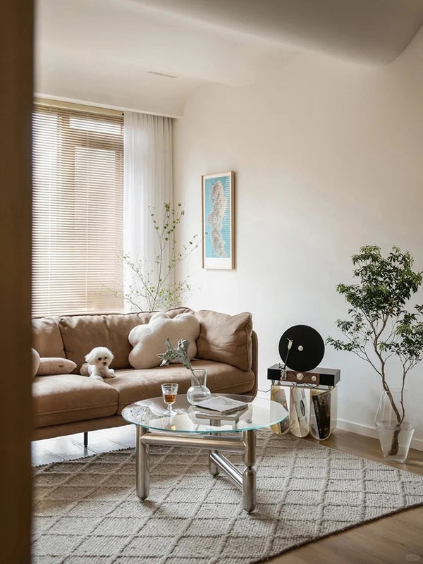 Luxury Minimalist Brown Fabric Daybed Sofa