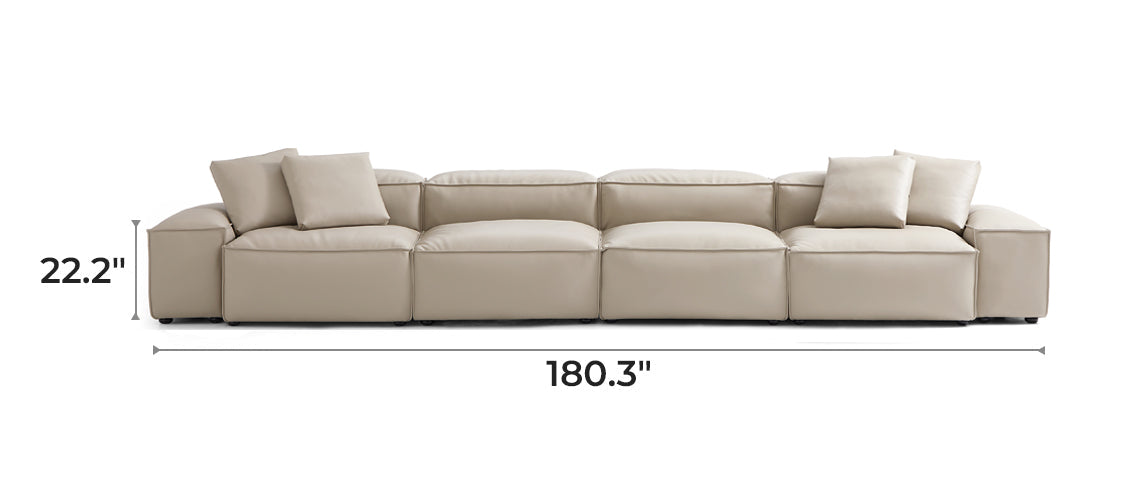 Flex Modular Beige Genuine Leather Sofa