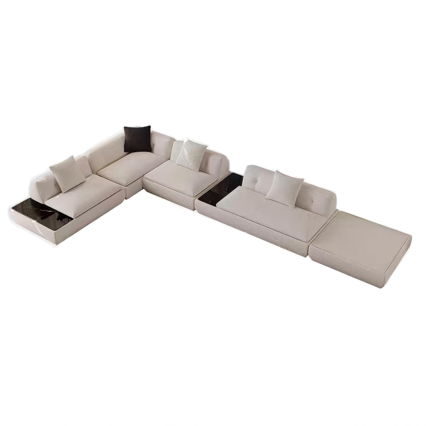 Silver Moon Boucle L Shaped Sectional Sofa-White-200.7"-Facing Right