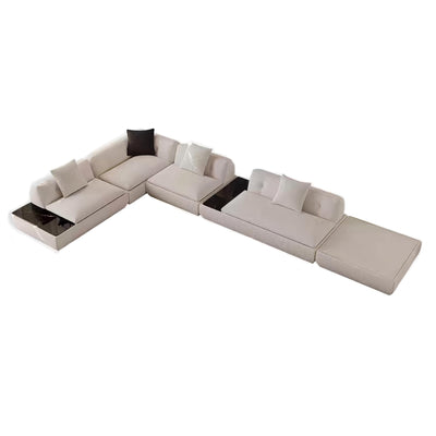 Silver Moon Boucle L Shaped Sectional Sofa-Hidden