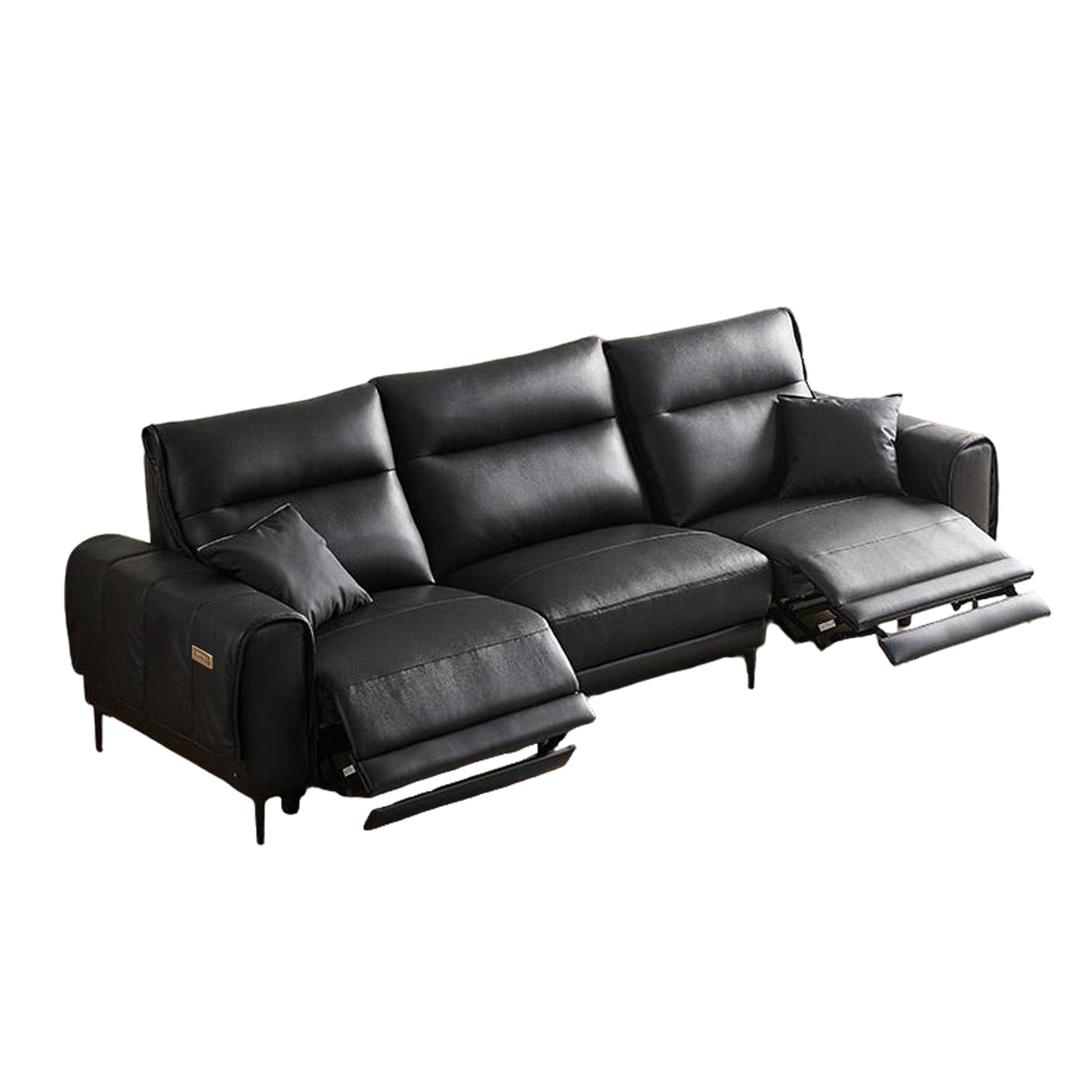 Louis Leather Power Recliner Sleeper Sofa-Black