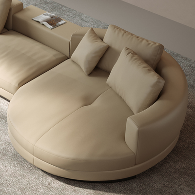 Orion Leather Round Chaise Sectional Sofa
