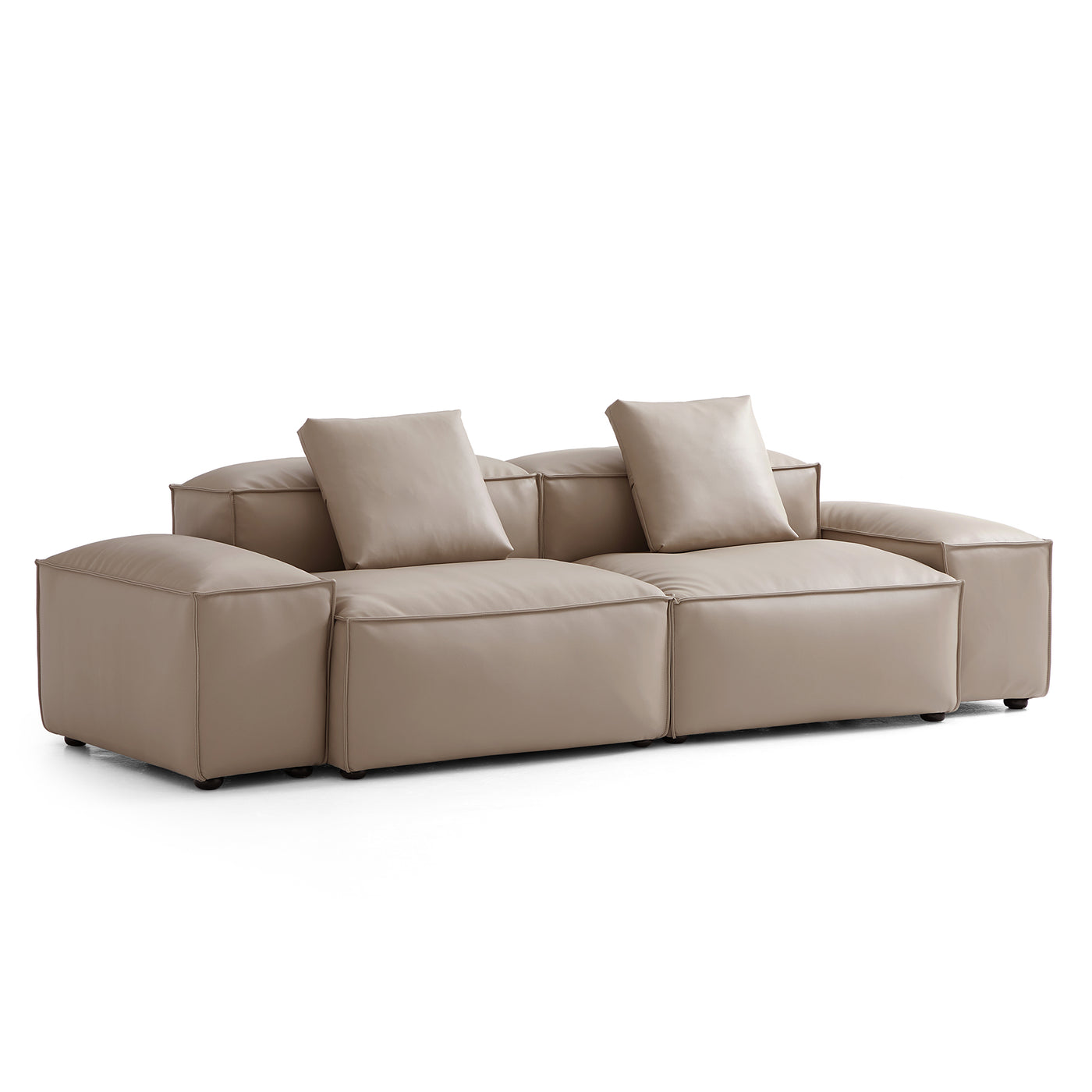 Flex Modular Khaki Genuine Leather Sofa-Khaki-105.5"-Low