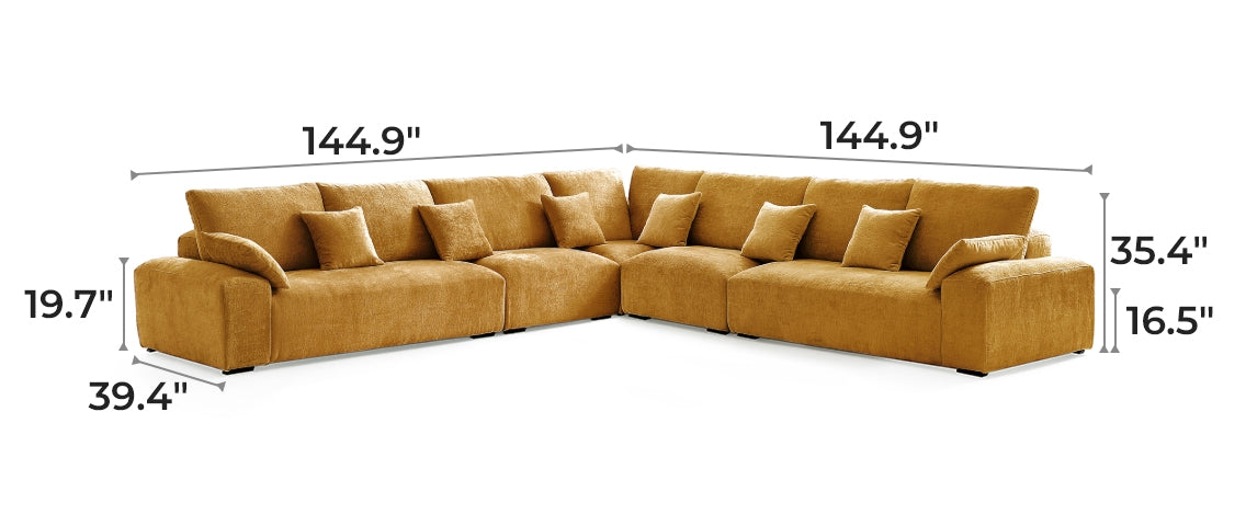 The Empress Yellow Corner Sectional Sofa