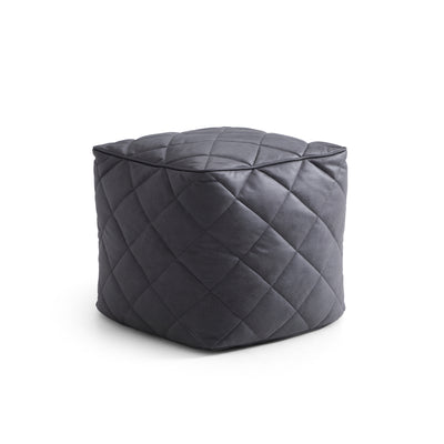 Brody Dark Gray Leathaire Square Pouf-hidden