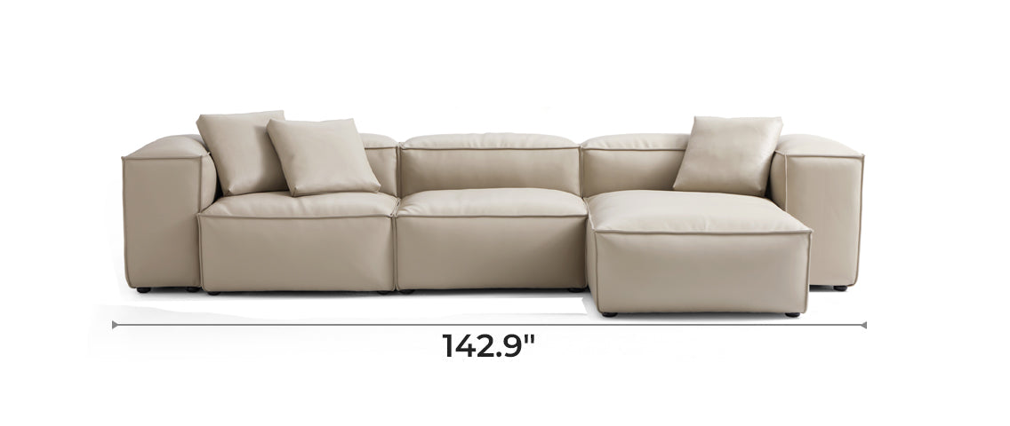 Flex Modular Beige Genuine Leather Sectional