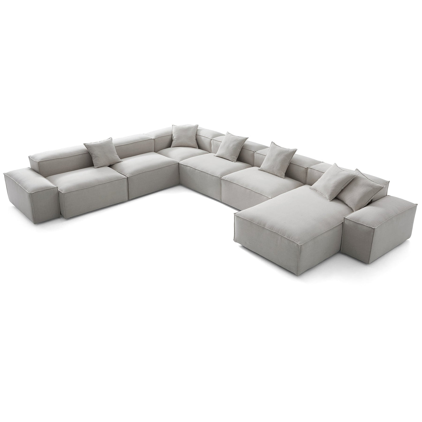 Freedom Modular Khaki U Shaped Sectional Sofa-Gray-181.1"-Low