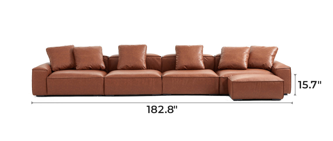 Garvon Vintage Reddish Brown Leathaire Sofa and Ottoman