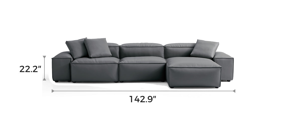 Flex Modular Dark Gray Genuine Leather Sectional