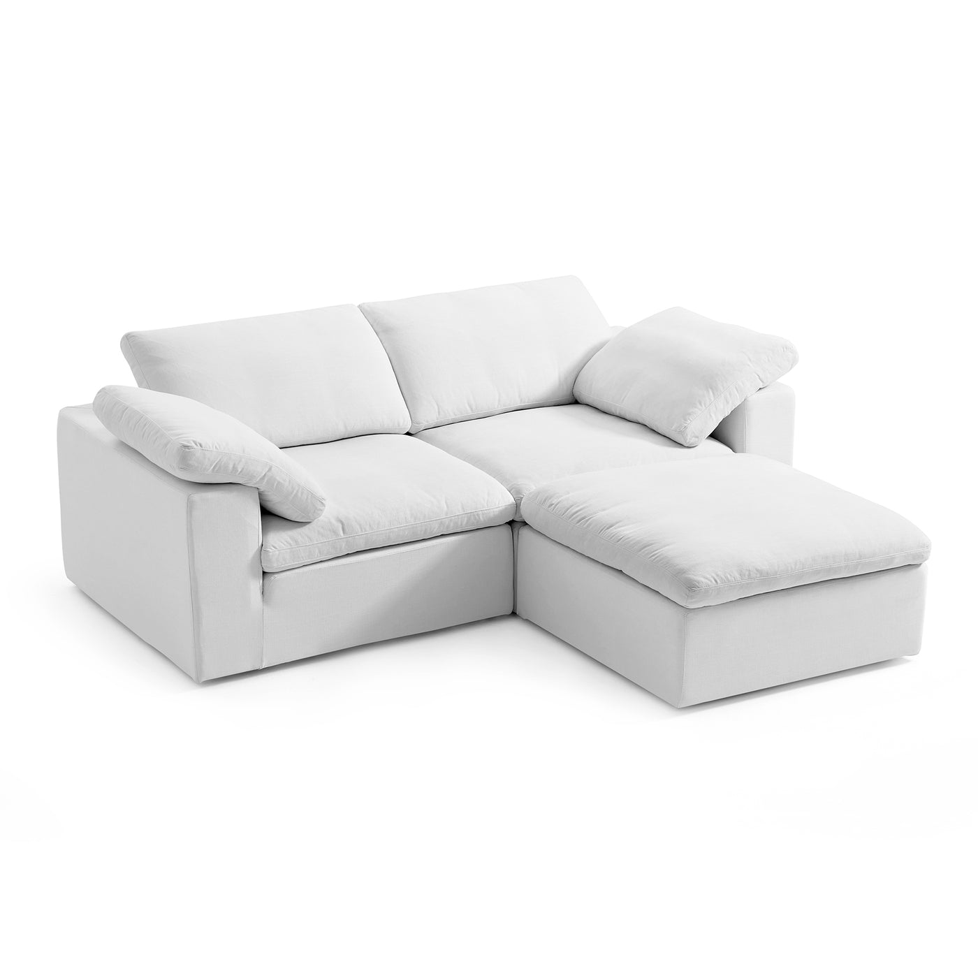 Tender Wabi Sabi White Sofa and Ottoman-White-90.6"