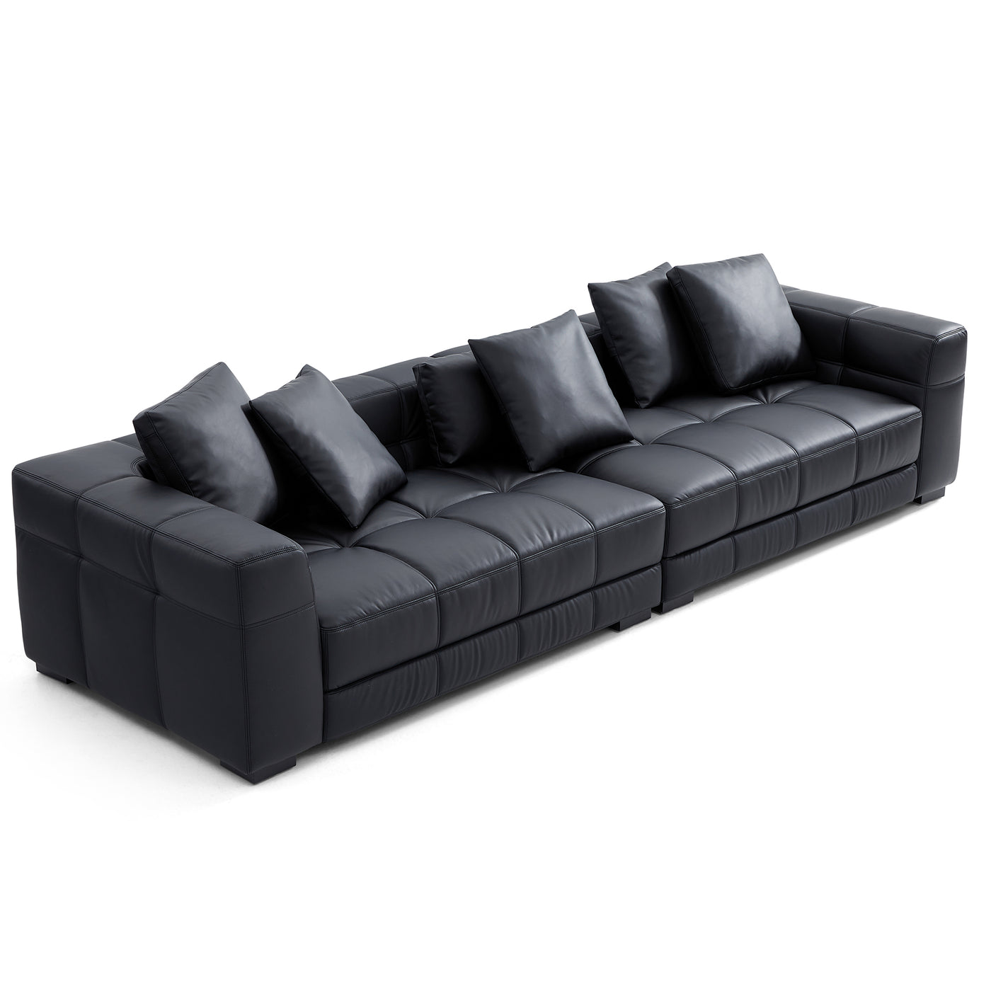 Blazer Black Leather Sofa-Black