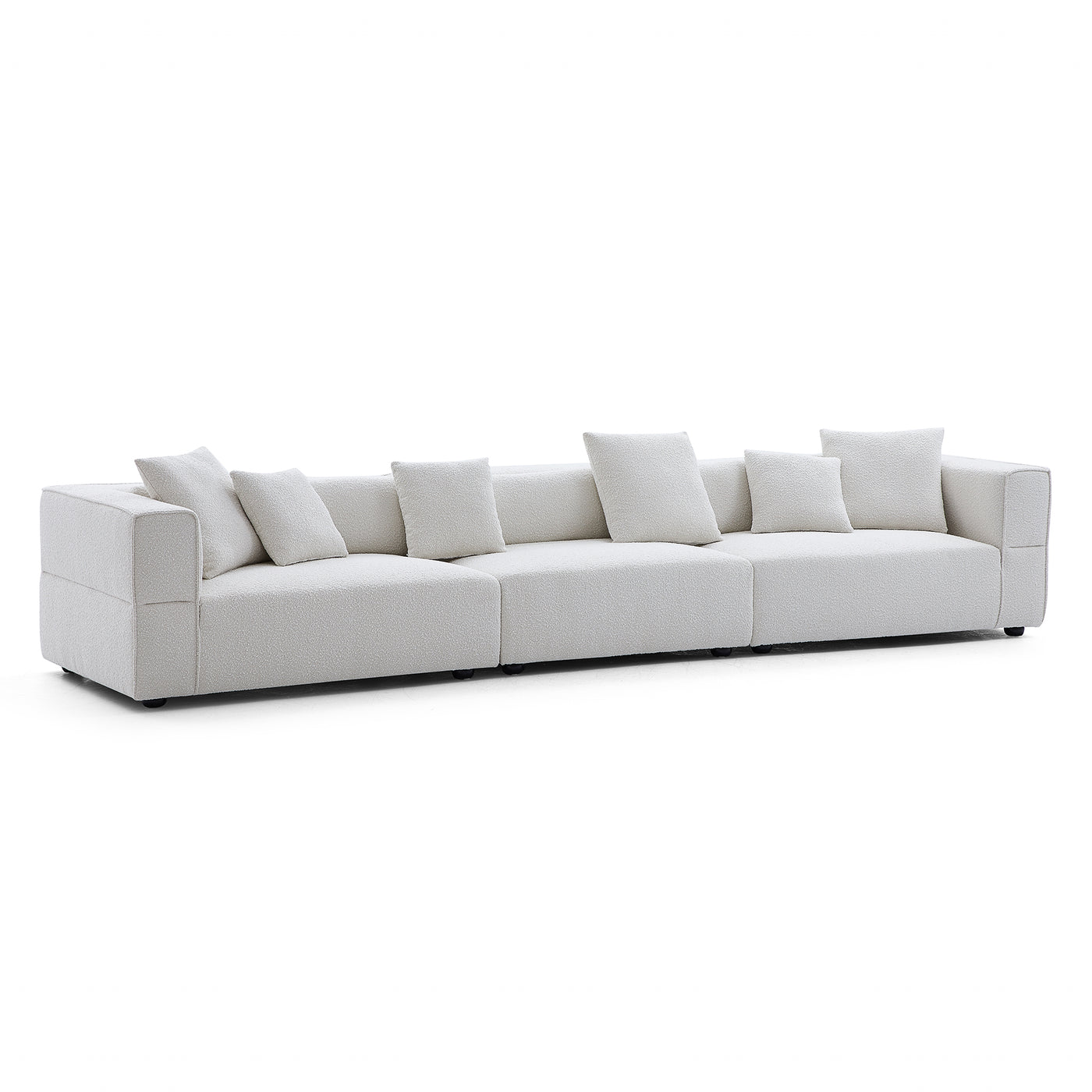 Nordic Modern Creamy Sofa-White-6 Seater 143.7"