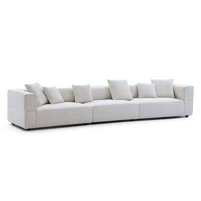 Nordic Modern Creamy Sofa-White-6 Seater 143.7"
