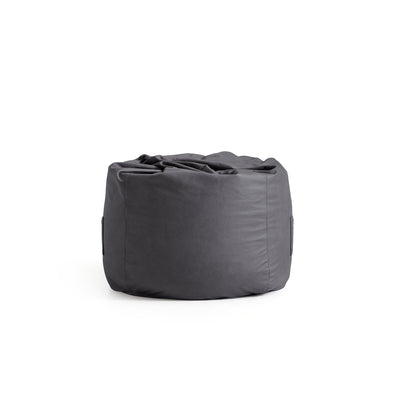 Litton Gray Leathaire Bean Bag-Dark Gray