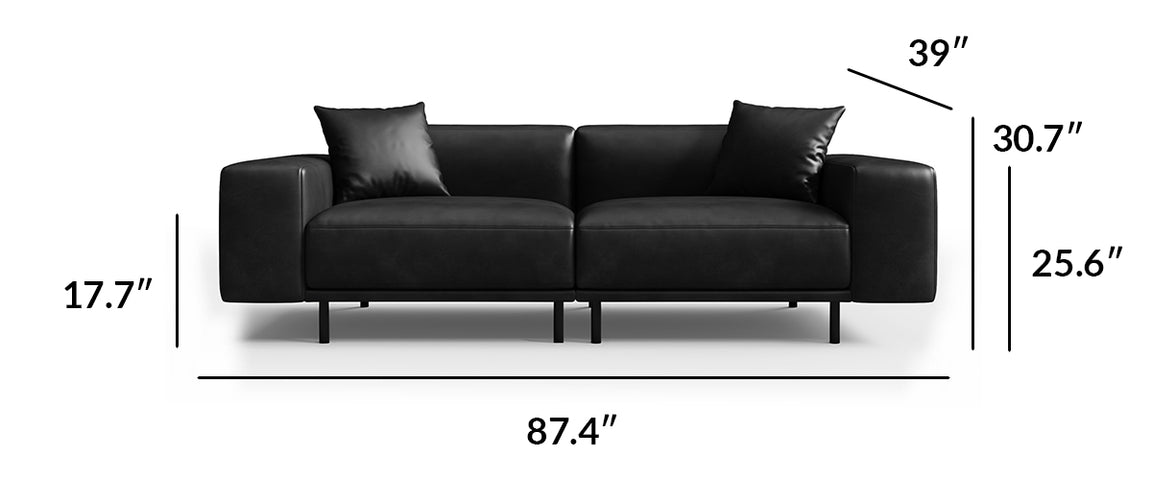 Noble Black Leather Sofa Set
