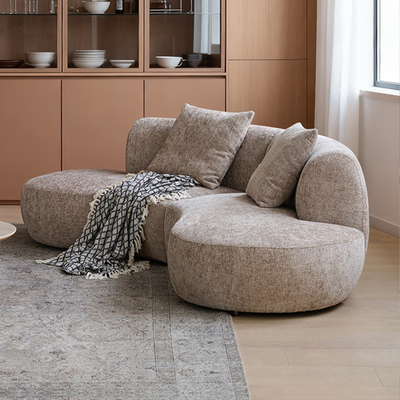 Nestled Curved Open End Sectional Sofa-Sand